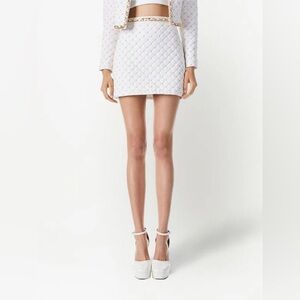 NWT Alice + Olivia Riely Quilted Vegan Leather Studded  w/ Chain Accent Skirt 6